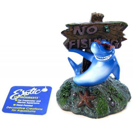 Blue Ribbon Cool Shark No Fishing Sign Ornament - Ruby Mountain Aquarium supply