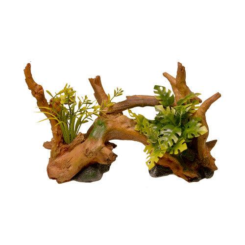 Blue Ribbon Exotic Environments Centerpiece Driftwood with Plants Brown/Green 5.7in SM - Ruby Mountain Aquarium supply