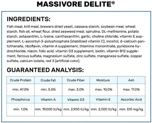 Hikari Massivore Delite Sinking Pellet Food - Ruby Mountain Aquarium supply