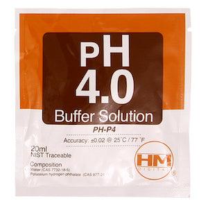 HM Digital pH 4.0 buffer solution 1 pkg - Ruby Mountain Aquarium supply