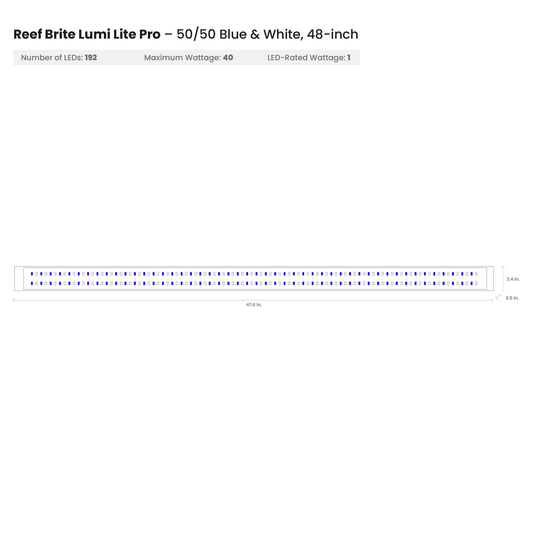 Reef Brite 48" 50-50 Blue & White Lumi Lite Pro LED Strip Light - Ruby Mountain Aquarium supply