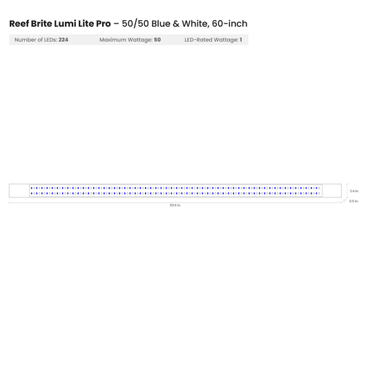Reef Brite 60" 50-50 Blue & White Lumi Lite Pro LED Strip Light - Ruby Mountain Aquarium supply