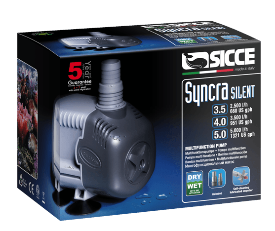 Sicce Syncra Silent Pump 5.0 - 1321gph 12.5 Ft. Head - Ruby Mountain Aquarium supply