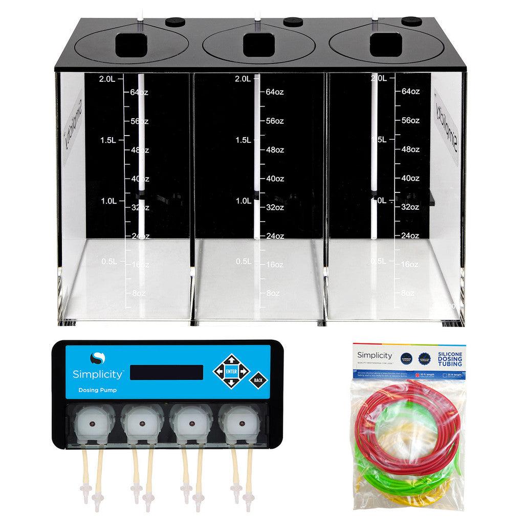 Simplicity 4-Head Dosing Pump + 3x2L Dosing Container Bundle - Ruby Mountain Aquarium supply