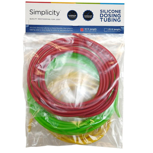 Simplicity Heavy-Duty Silicone Dosing Pump Tubing - Green/Red/Yellow Combo Pack - 10 Feet of Each - Ruby Mountain Aquarium supply