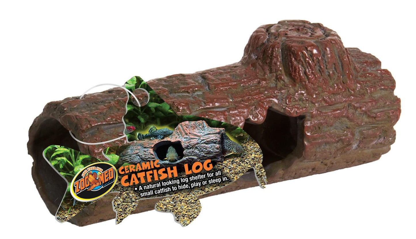 Zoomed Ceramic Catfish Log - Ruby Mountain Aquarium supply